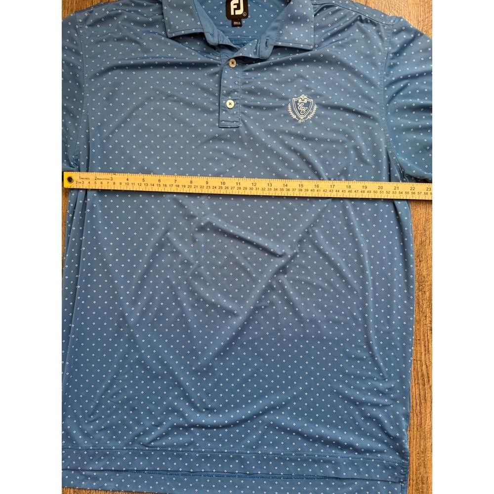 FootJoy FJ Golf Polo Shirt Mens Large Blue Geometric Print Performance Stretch‎ - Picture 3 of 10